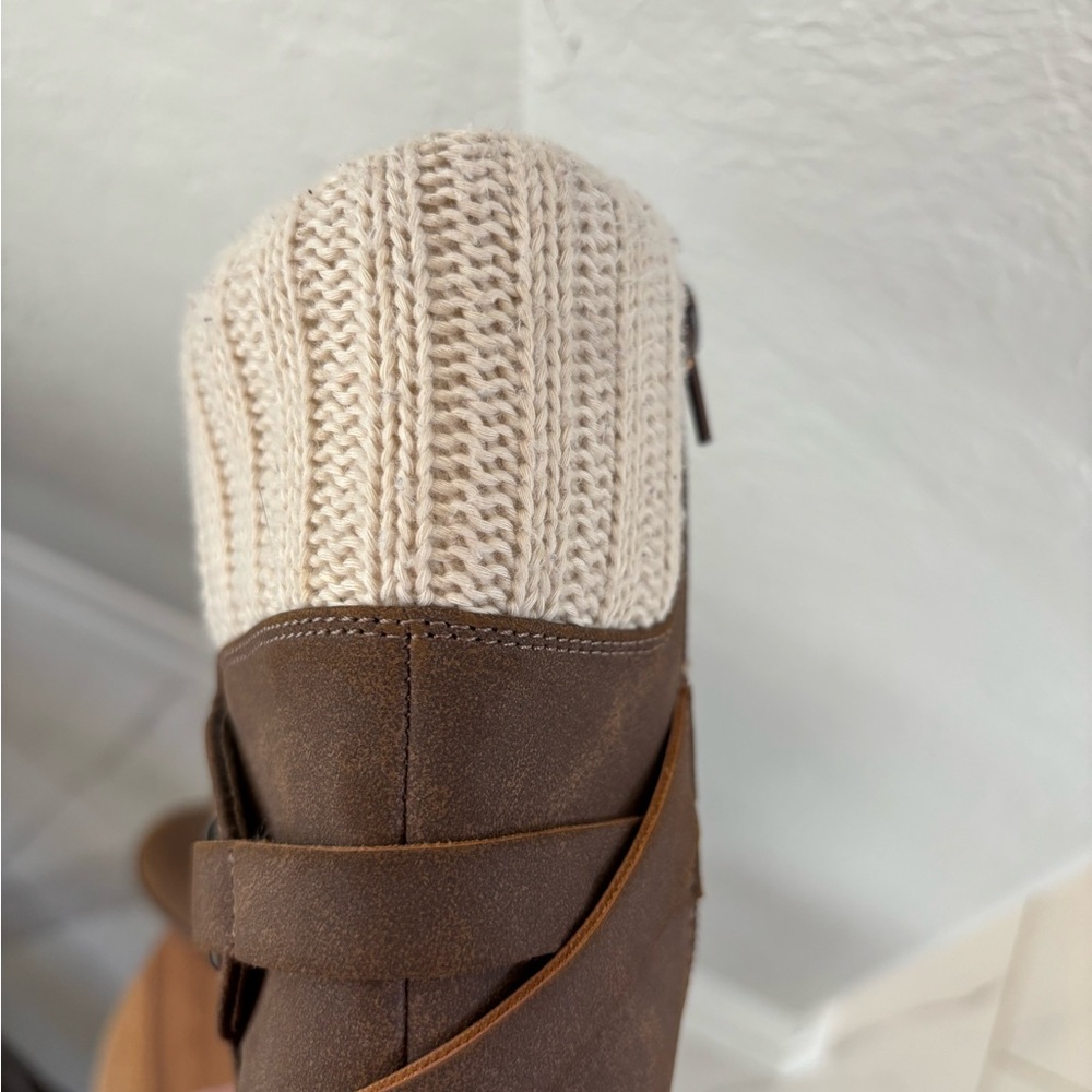 Rachel Shoes Brown Winter Boots with Knit Cuff - Picture 9 of 14